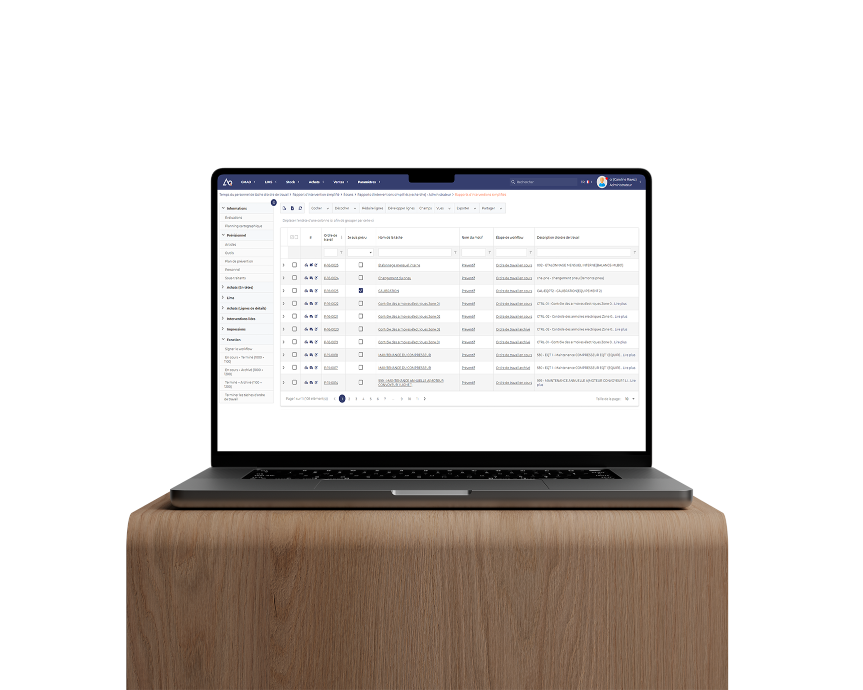 screenshot of AQ Manager GMAO